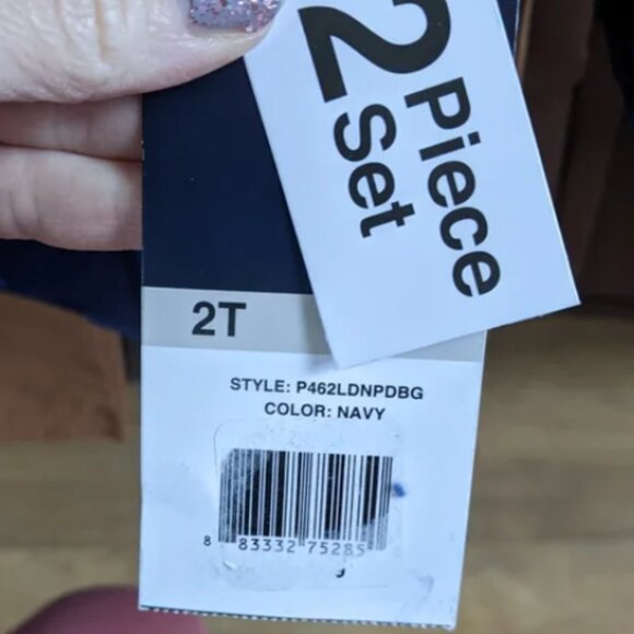 Perry Ellis Plaid Blue Long Sleeve Button Up with Dark Khaki Pants Set Sz 2T-NWT - Picture 4 of 5